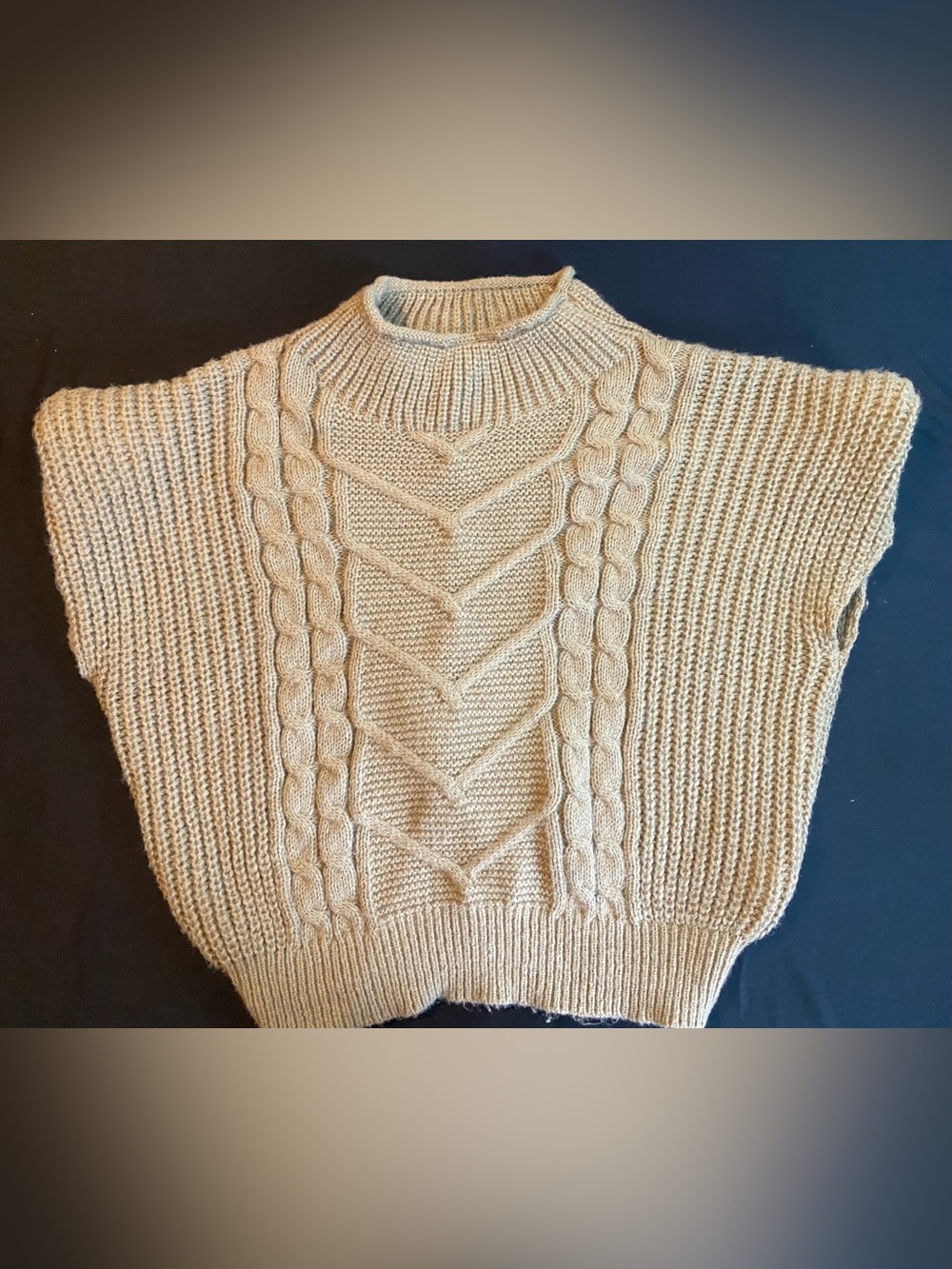 Cable Knit Short Sleeve Sweater Vest in Cream